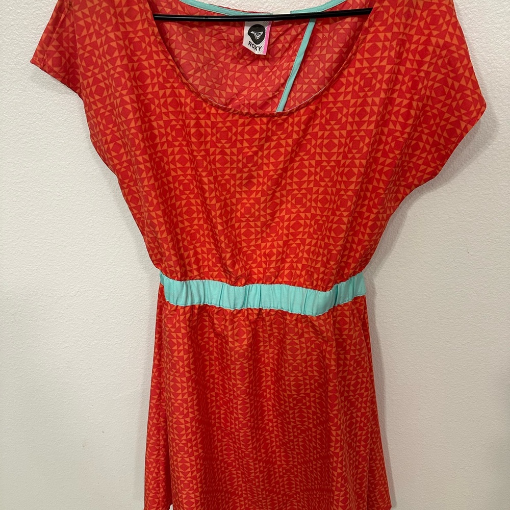 Roxy Red and Teal Geometric Dress